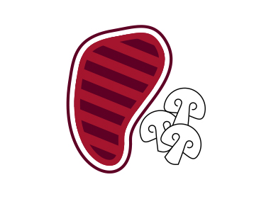 illustration of a steak and mushrooms