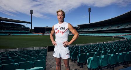 isaac henney wearing a white guernsey standing in the SCG